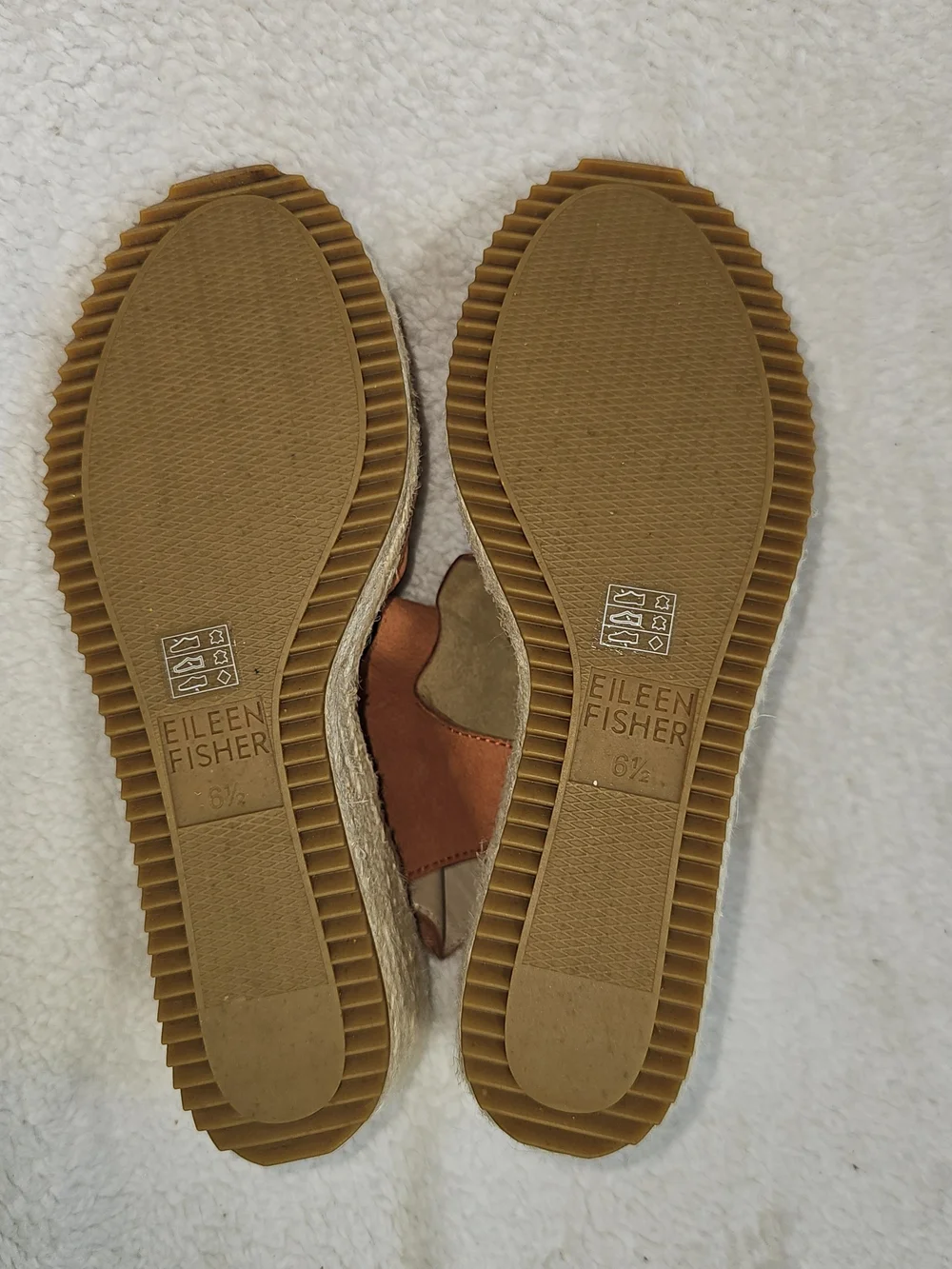 Eileen Fisher Weslia Espadrille Wedge Sandal Cider Leather Size 6.5 Coastal.